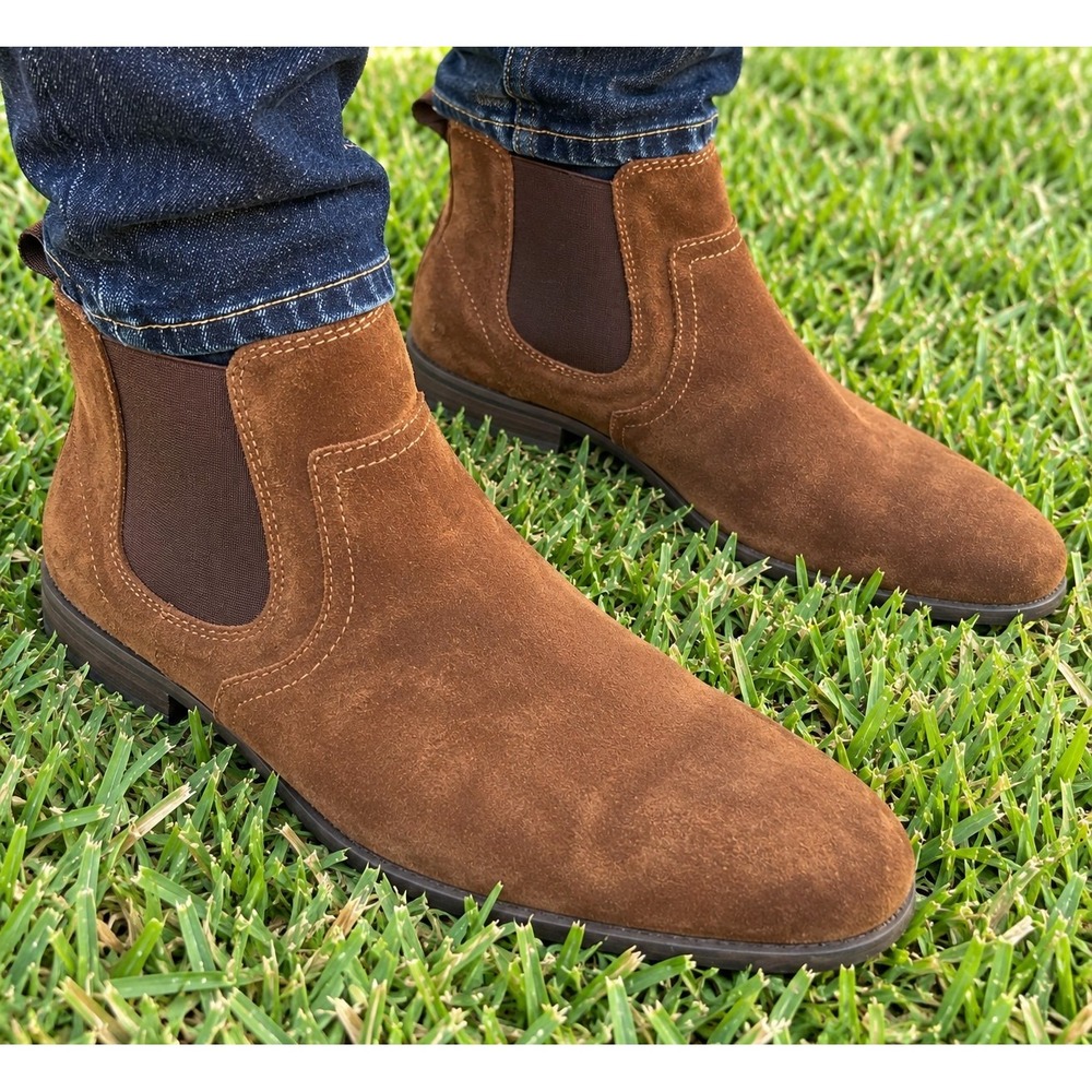 The Rail Mens 40M US 7.5 Brown Suede Chelsea Boots Leather Pull On -3861/A2